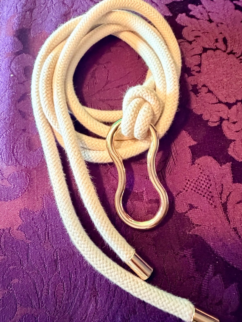 H&M Cream Rope Belt with Gold-Tone Loop